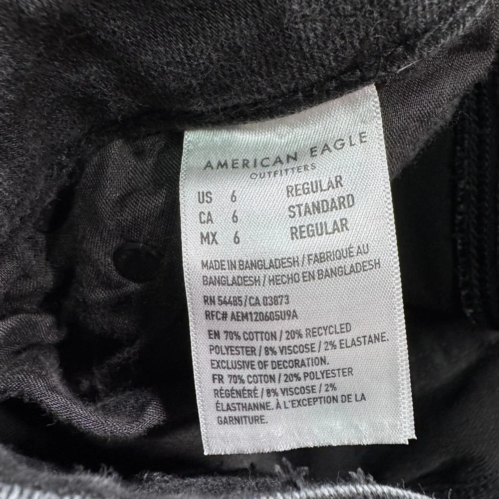 American Eagle Womens High Rise Super Flare Jeans Black Button Fly Size 4 28x30